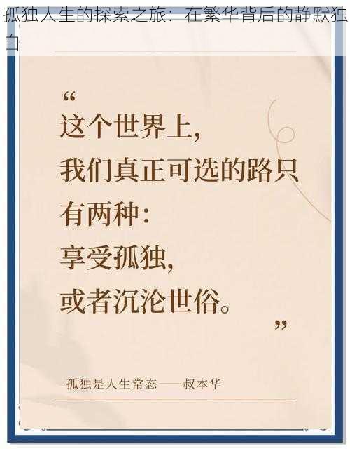 孤独人生的探索之旅:在繁华背后的静默独白