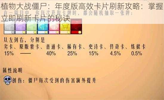 植物大战僵尸:年度版高效卡片刷新攻略:掌握立即刷新卡片的秘诀