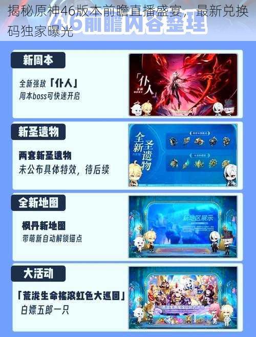 揭秘原神46版本前瞻直播盛宴,最新兑换码独家曝光